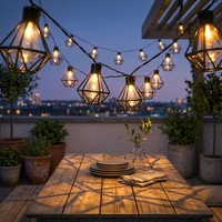 Solarlampe Lichterkette Gartendeko AußEnlampe Led Retro Gitter Terrassenlampe