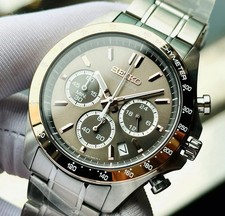 Seiko Spirit Chronograph SBTR026 Brown Dial Stainless Steel Men's Watch NEW