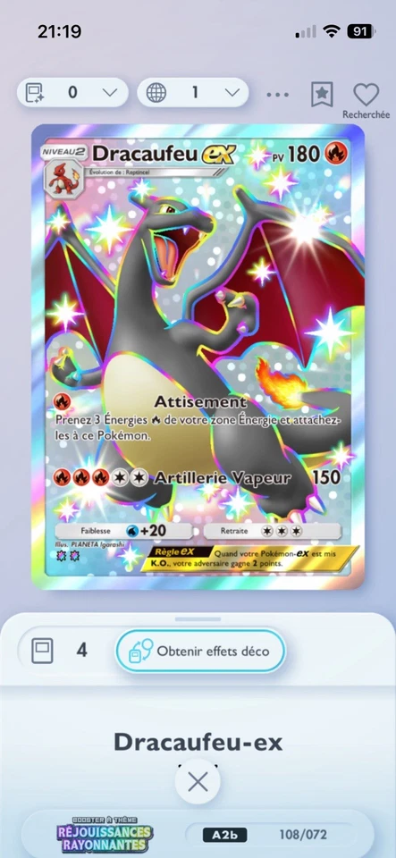 Pokemon TCG POCKET - Dracaufeu Shiny Ex - [🇫🇷FR] Français 🔄Échange - Photo 2/4