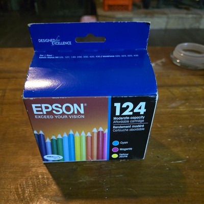 Genuine Epson 124 Ink Cartridges 3 Pack T124120-BCS WorkForce 320  Exp 7/2021