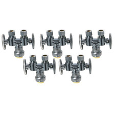 5 Pack XFITTING 1/2" Push Fit X Dual 3/8" OD Comp. Straight Stop Valve