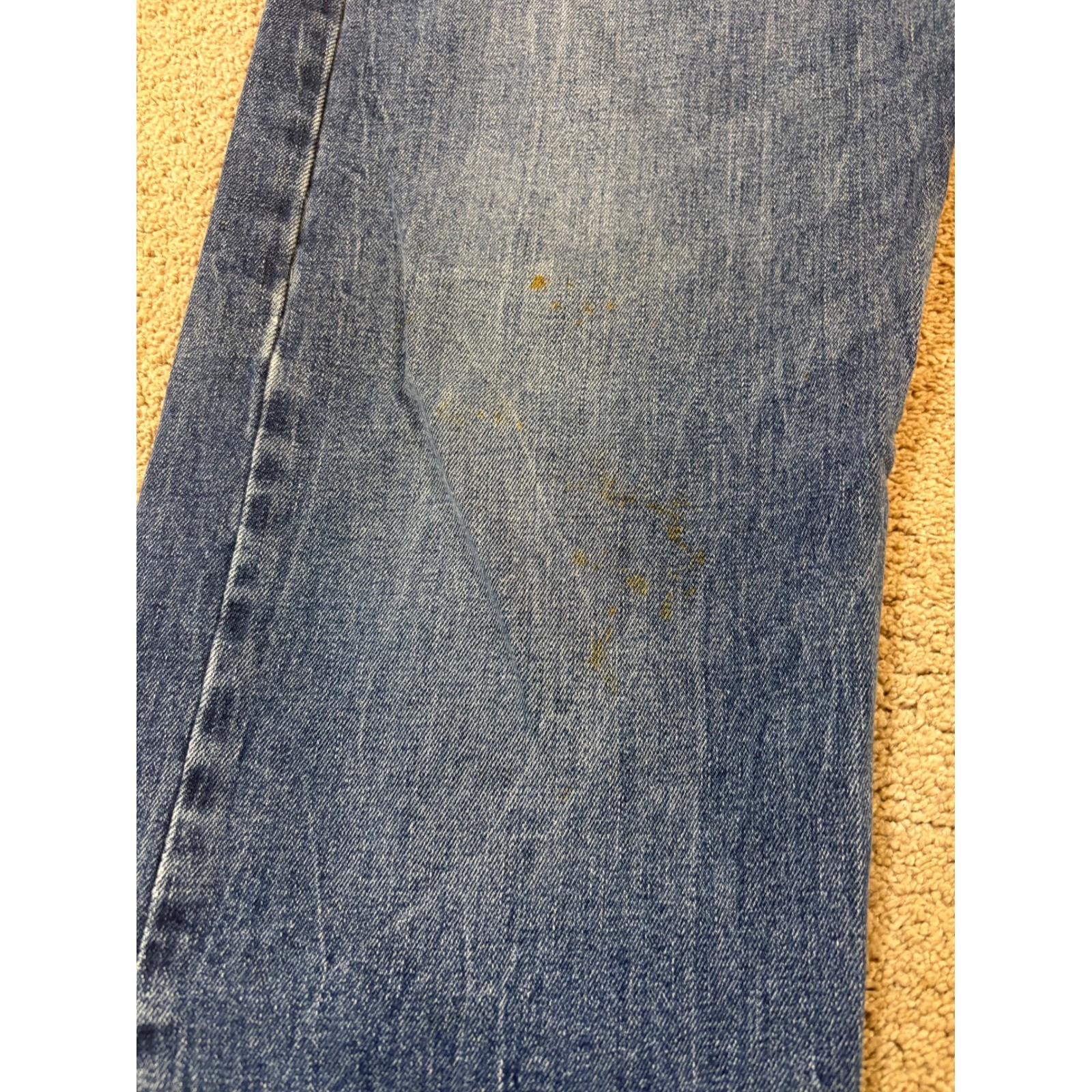 Levi Strauss 502 Regular Fit Blue Wash Denim Jeans Mens Size 36x30 Stained thumbnail 7