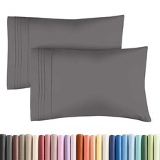 2 Pack Queen Size Pillow Cases, Luxury Hotel Grade, Stain Resistant, Gray