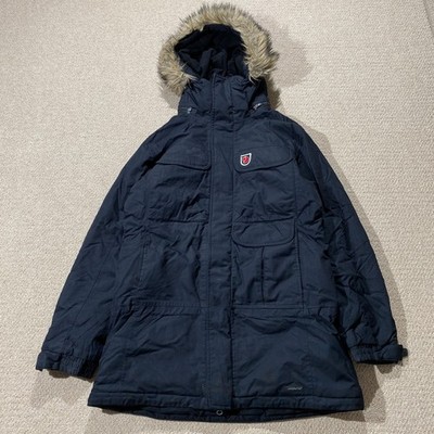 Fjallraven Kodiak Parka Jacket Womens Small Black Heavy Padded Hydratic Faux Fur