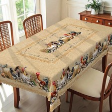 1 Piece, Retro Chicken Pattern Tablecloth 4 Self-Adhesive Stickers, Farm Manor