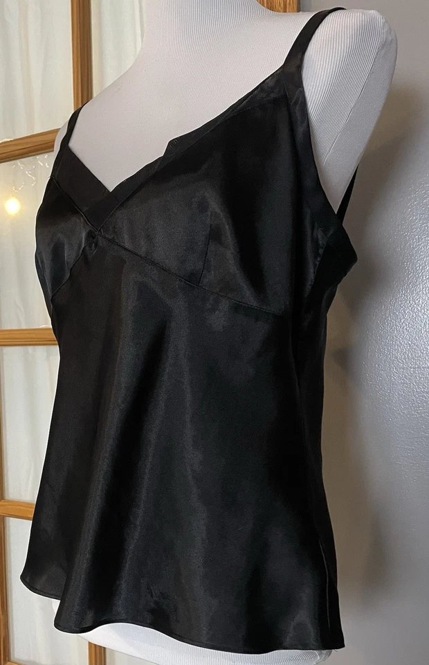 Top Babydoll para mujer Y2K L negro satinado cuello corazón caprichoso faidad ropa de club Foto 2 de 4