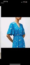 Finery Alexia Floral Wrap Midi Dress - Blue Daisy - Size 14 Summer Holiday 