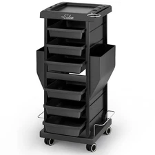 Mobile Salon Storage Station Hairdressing Cart with 6 Drawers & 2 Bottom Racks
