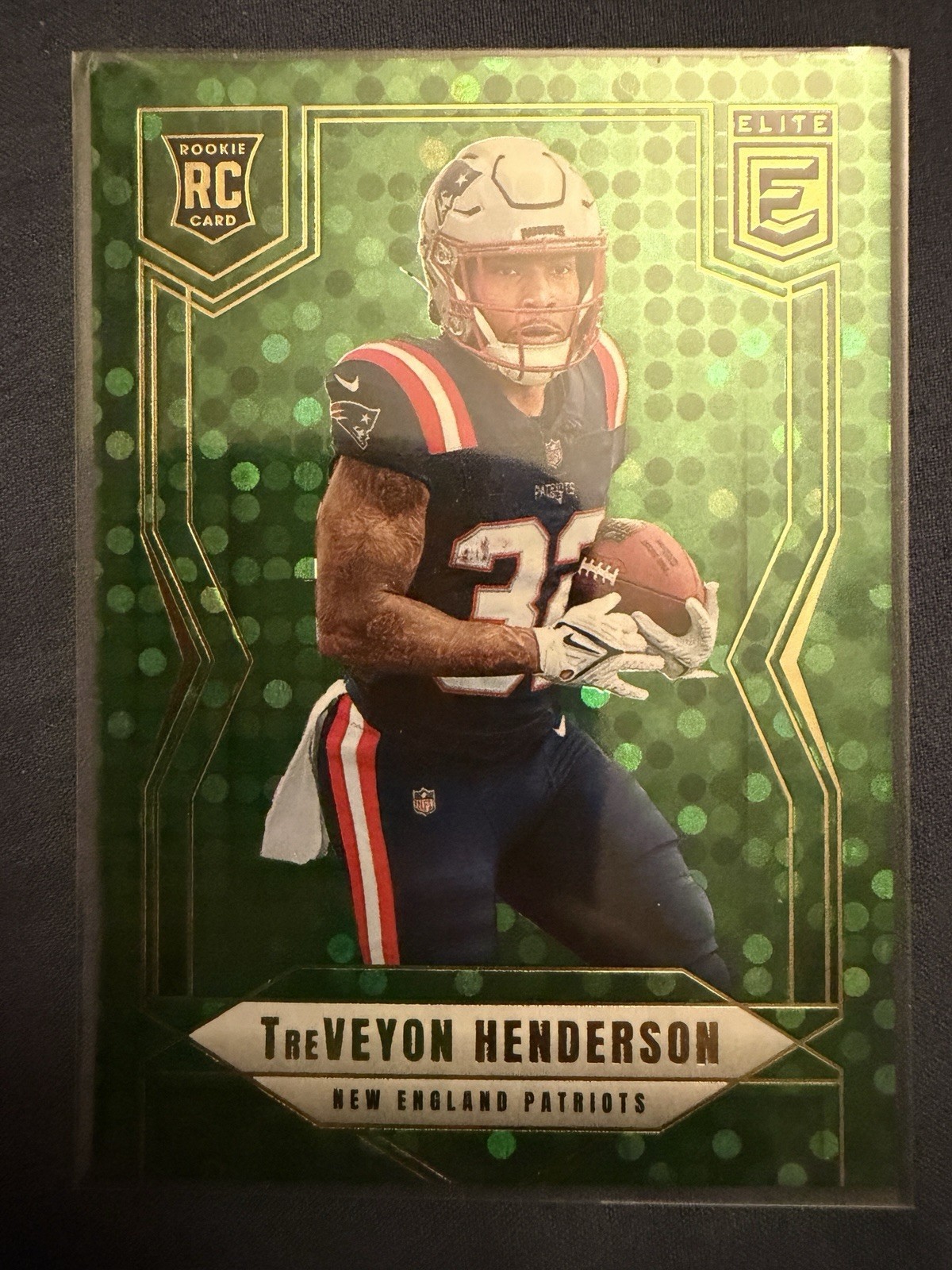 TreVeyon Henderson RC #152 2025 Donruss Elite Green Disco Patriots Football