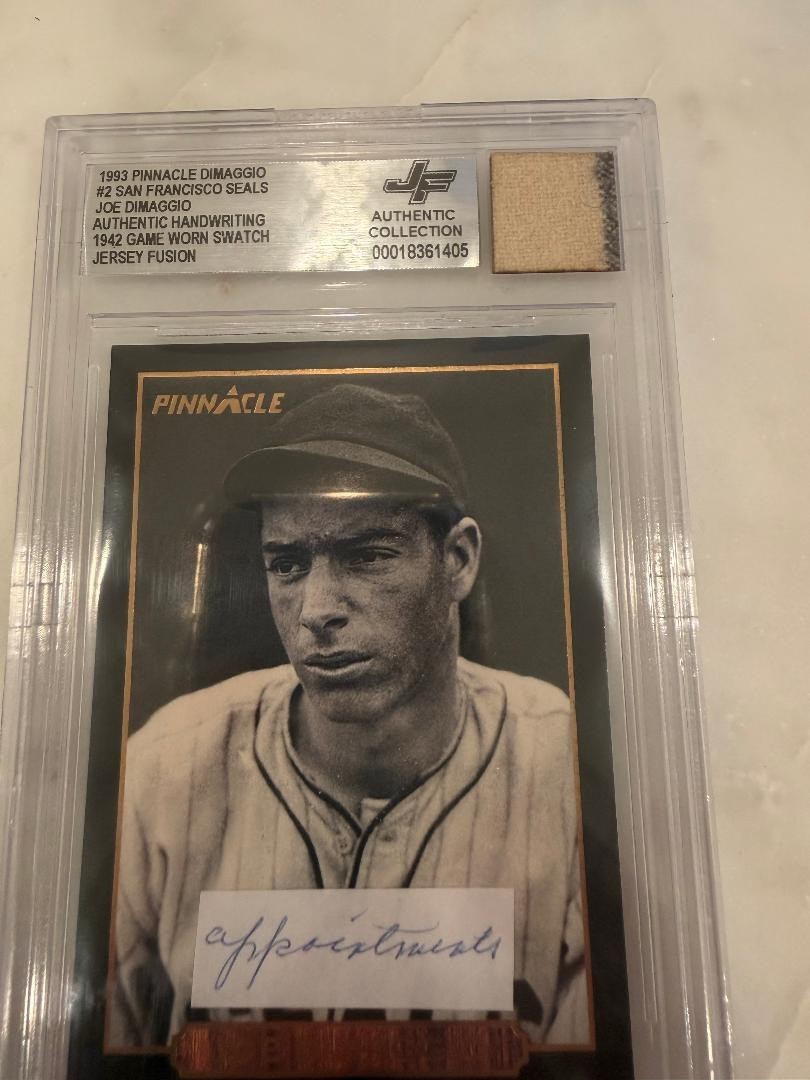 Joe DiMaggio 1942 Game Worn Swatch Authentic Handwriting Jersey Fusion Yankees view 2