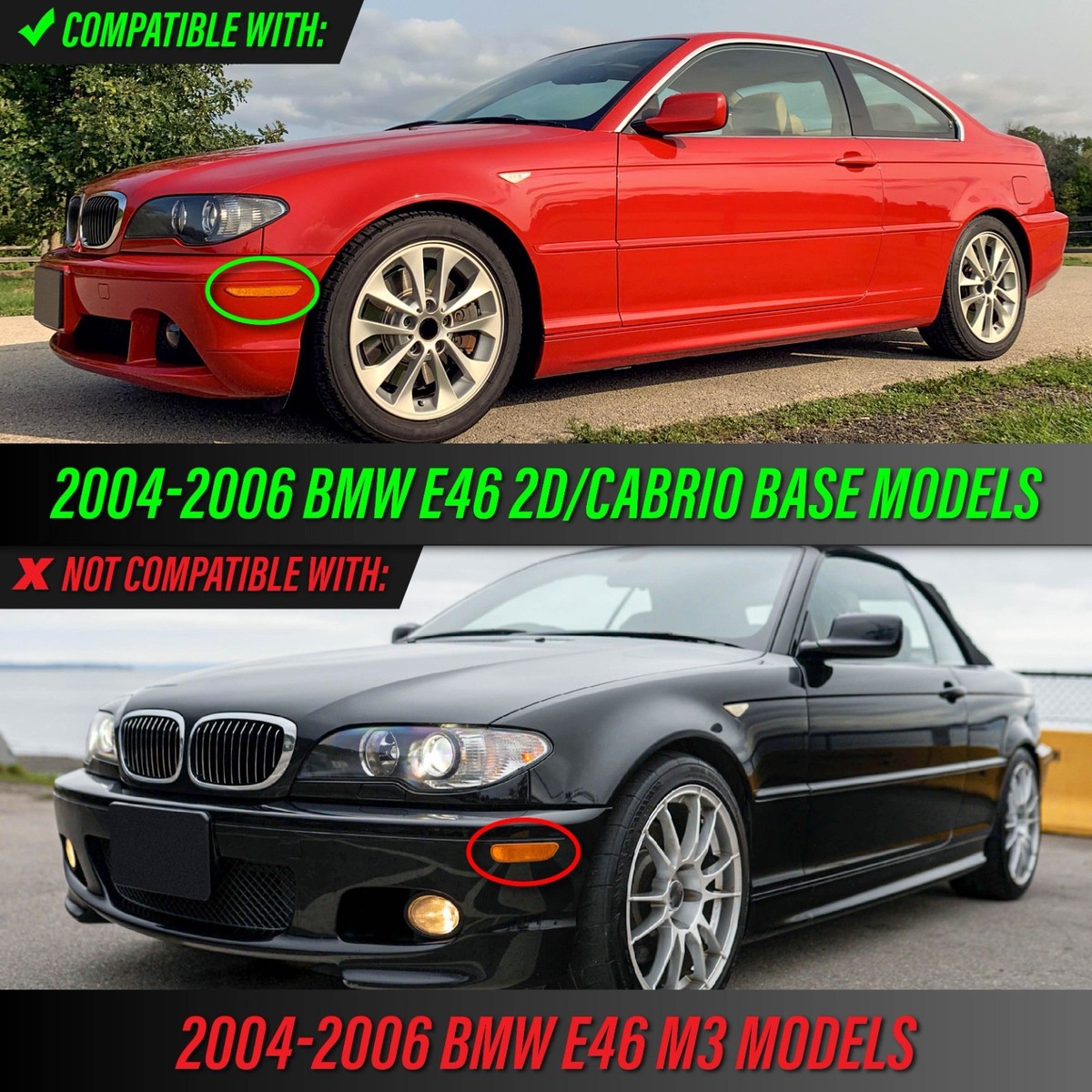 Clear Front Bumper Reflector Lights For 2004-2006 BMW E46 Non-M3