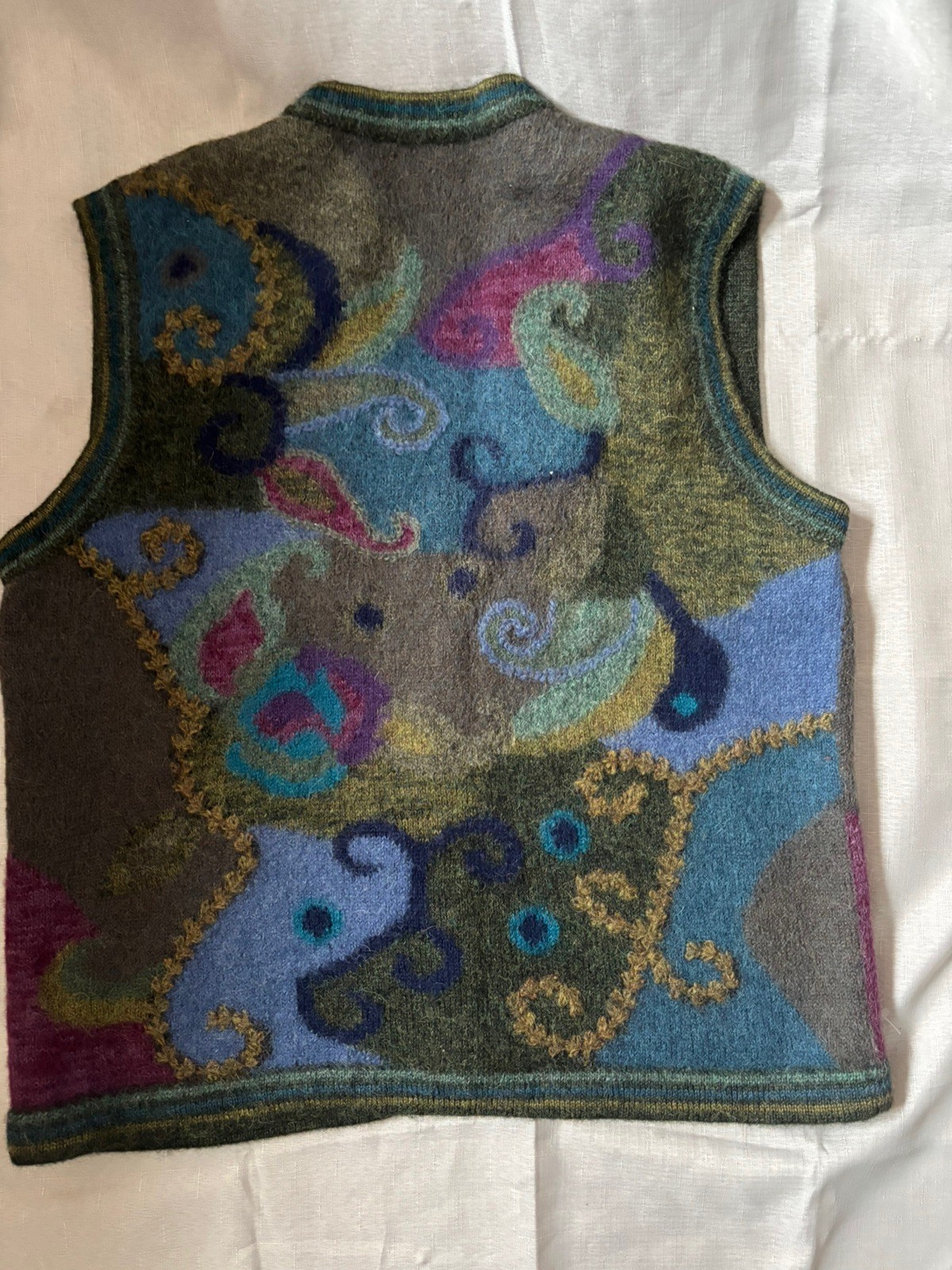 Alpaca Collection vest vintage-style, sleeveless knit garment floral pattern L image 2