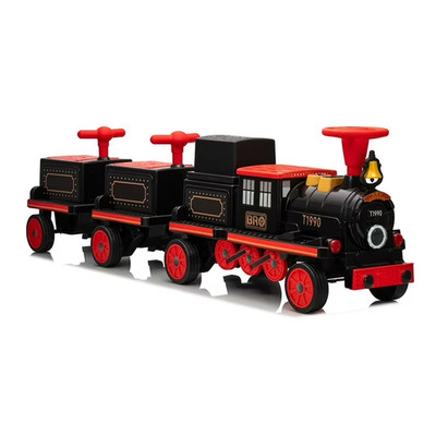 12V Kids Train Ride-On 4 Seats 4 Motors MP3 Player Whistle Headlight Carriages