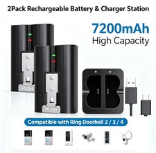 2Pcs 7200mAh Rechargeable Battery and Charger Station for Ring Doorbell 2/3/4 US