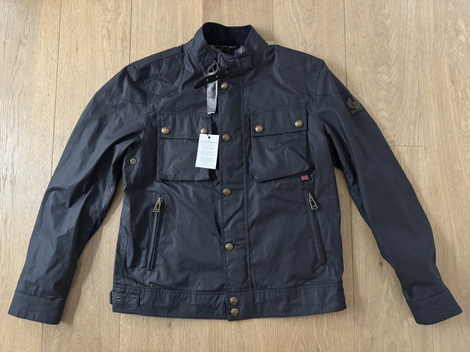 Belstaff Men's Waxed Cotton Racemaster Jacket In Dark Navy, UK 42, IT 52 (L/XL) - Image 2 of 4