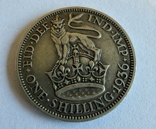 1936 One Shilling Coin King George V Great Britain In Nice Condition