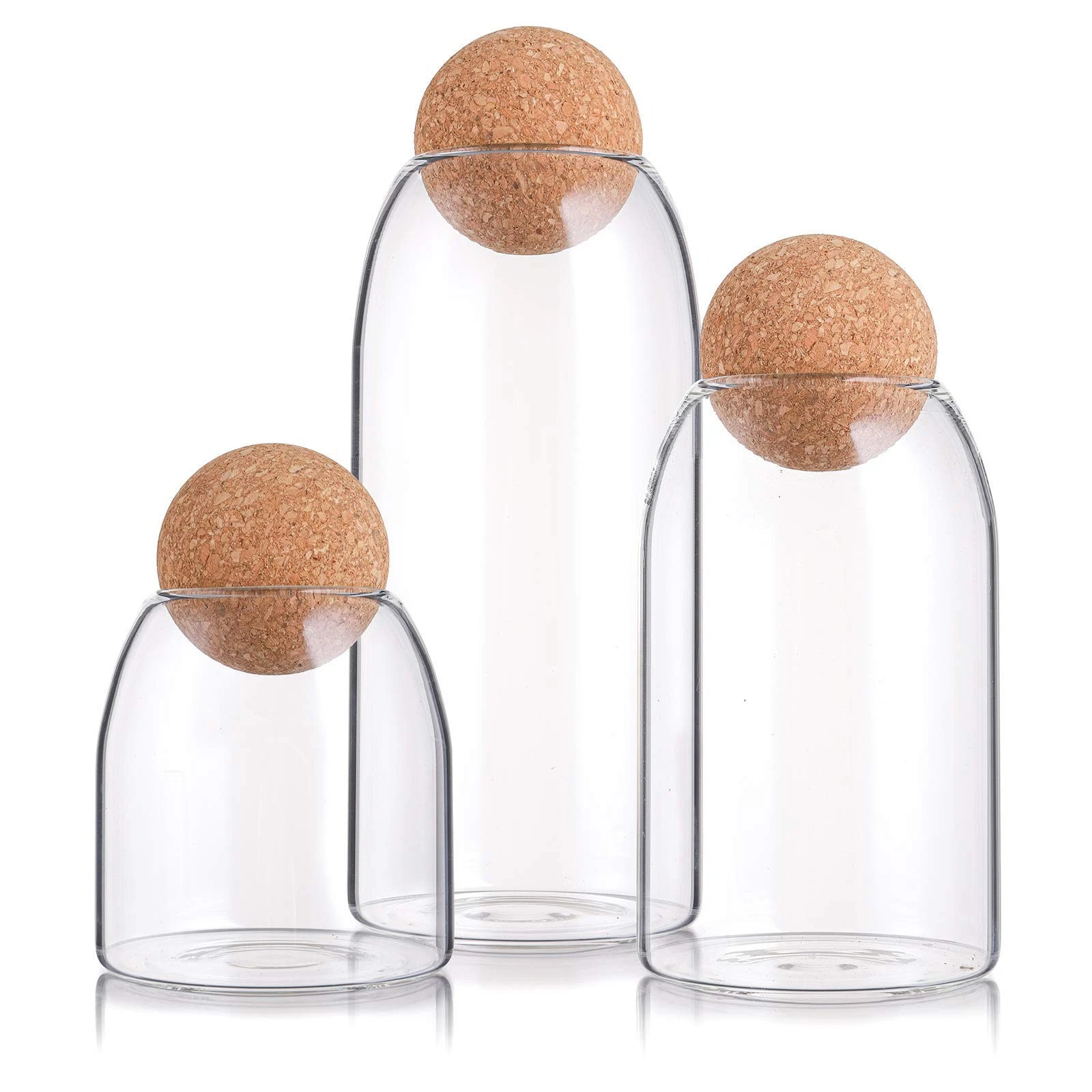 3 Pack Glass Storage Jar with Cork Lid, Clear Glass Canisters with Cork , Cut...