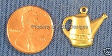 25pc Raw Brass Garden Plant Watering Can Charms 4280