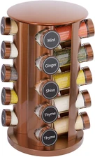Revolving Spice Rack Set with 20 Spice Jars, Kitchen Spice Tower Organizer for C