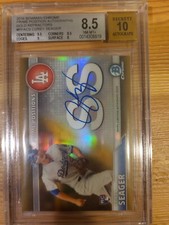 2016 Bowman Chrome Prime Positions AUTO Gold Ref Corey Seager RC 9.5  32/50