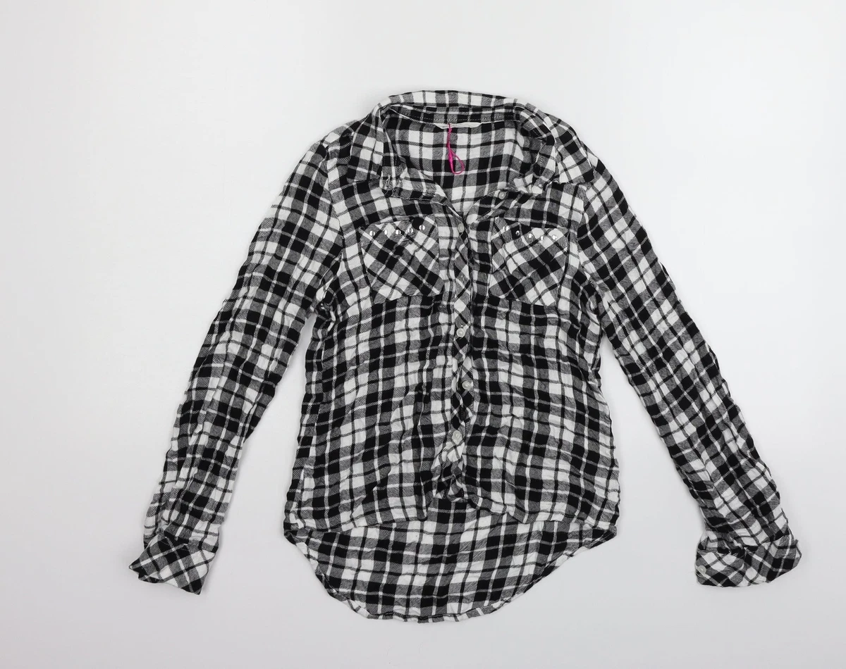 Matalan Girls Black Striped Viscose Basic Button Up Size 10 Years