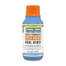 TheraBreath Fresh Breath Mouthwash, Icy Mint, Alcohol-Free, Travel Size, 3 fl oz