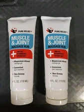 Lot Of 2 Pure Relief Muscle And Joint Massage Rub Emu Oil 4 oz Each 