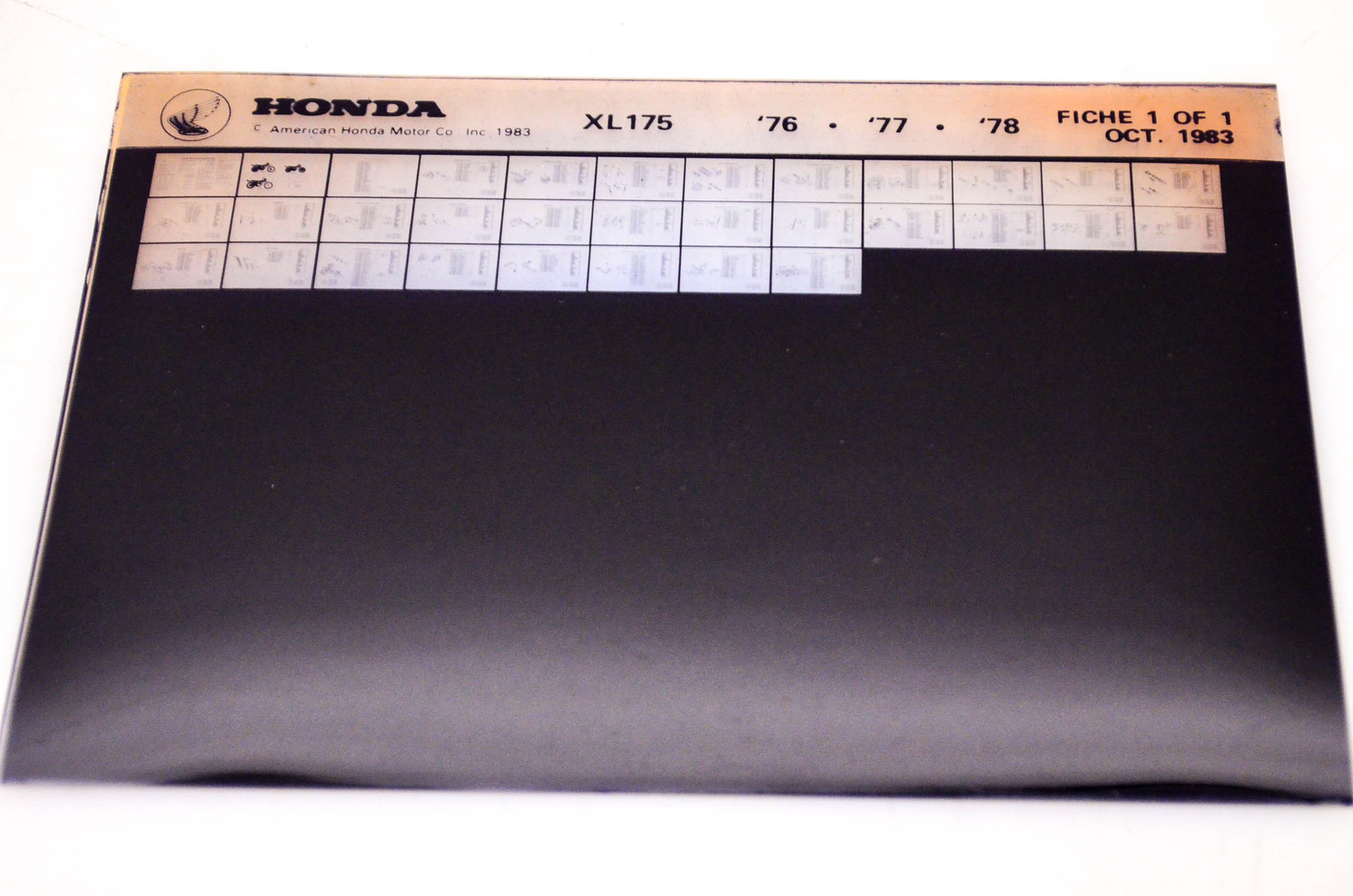 OEM Honda XL175 1983/October '76 - '78 Parts Catalog Microfiche