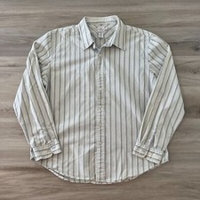 Calvin Klein Jeans Casual Button Front Shirt Mens XL White Striped Collared EUC