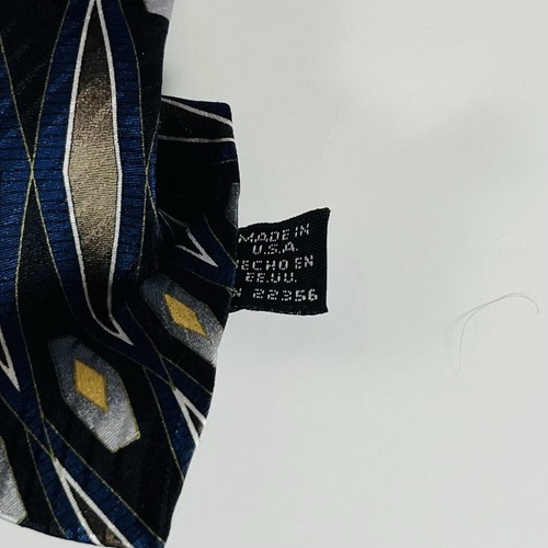 Albert Nipon 100% Silk Neck Tie Blue/Black/Brown/Yellow Geometric 4" - Picture 5 of 6