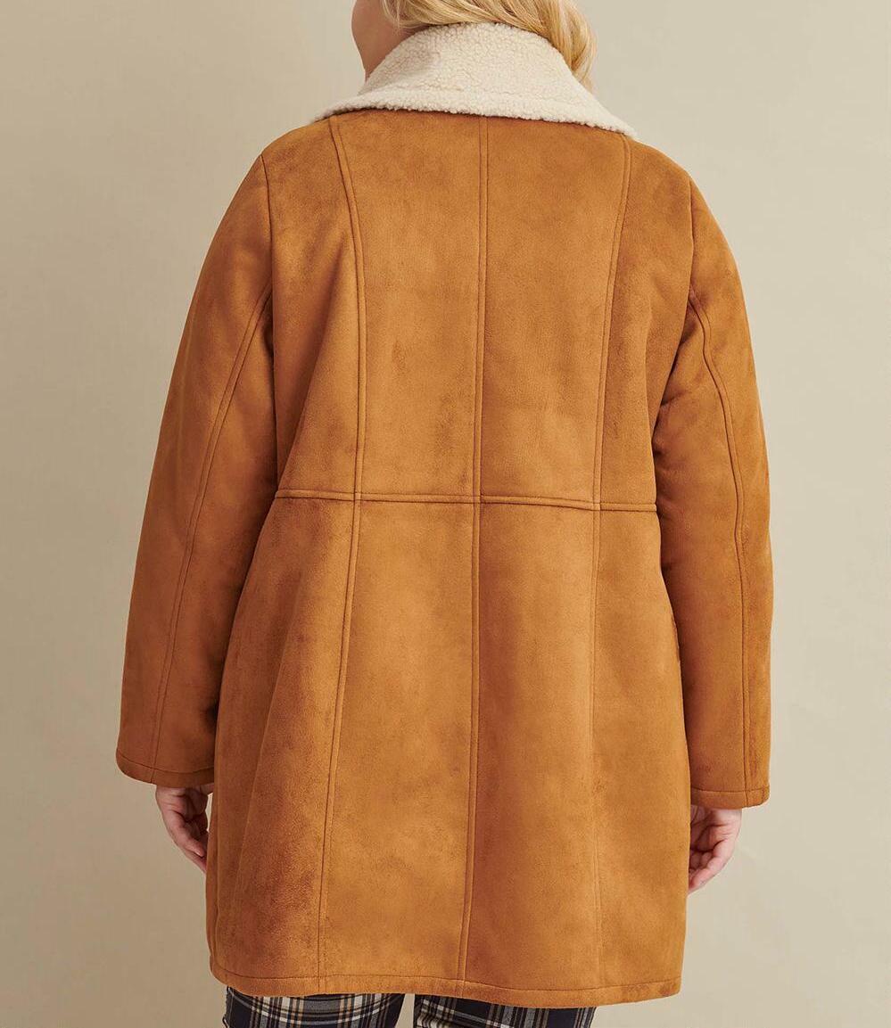 Double Breasted Faux Shearling Coat | eBay
