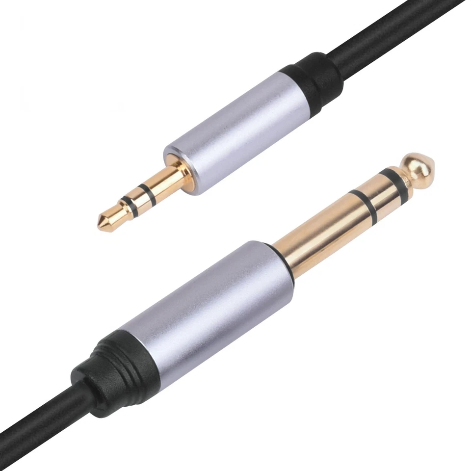 6.35mm Stereo Male 1/4" Jack to 3.5mm Male Headphone Plug TRS Audio Cable Lead - Image 2 of 3