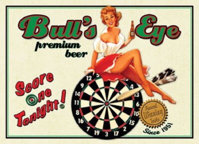 BULL'S EYE PREMIUM BEER TIN SIGN