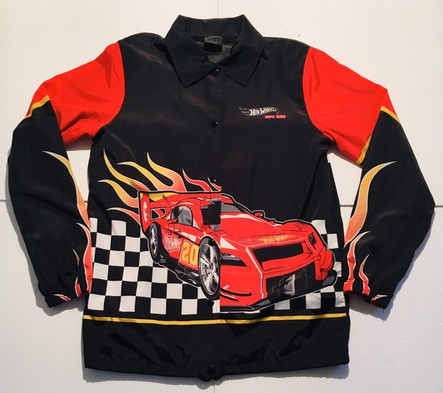 HOT WHEELS Speed Machines Men’s Windbreaker Coaches Jacket Black Size S