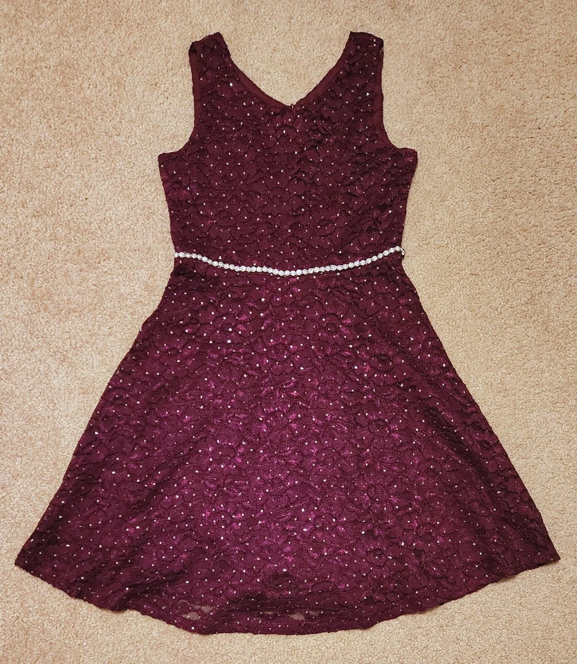 Niñas Talla Grande, 12 Borgoña, Vestido, Vestido Formal Foto 2 de 4