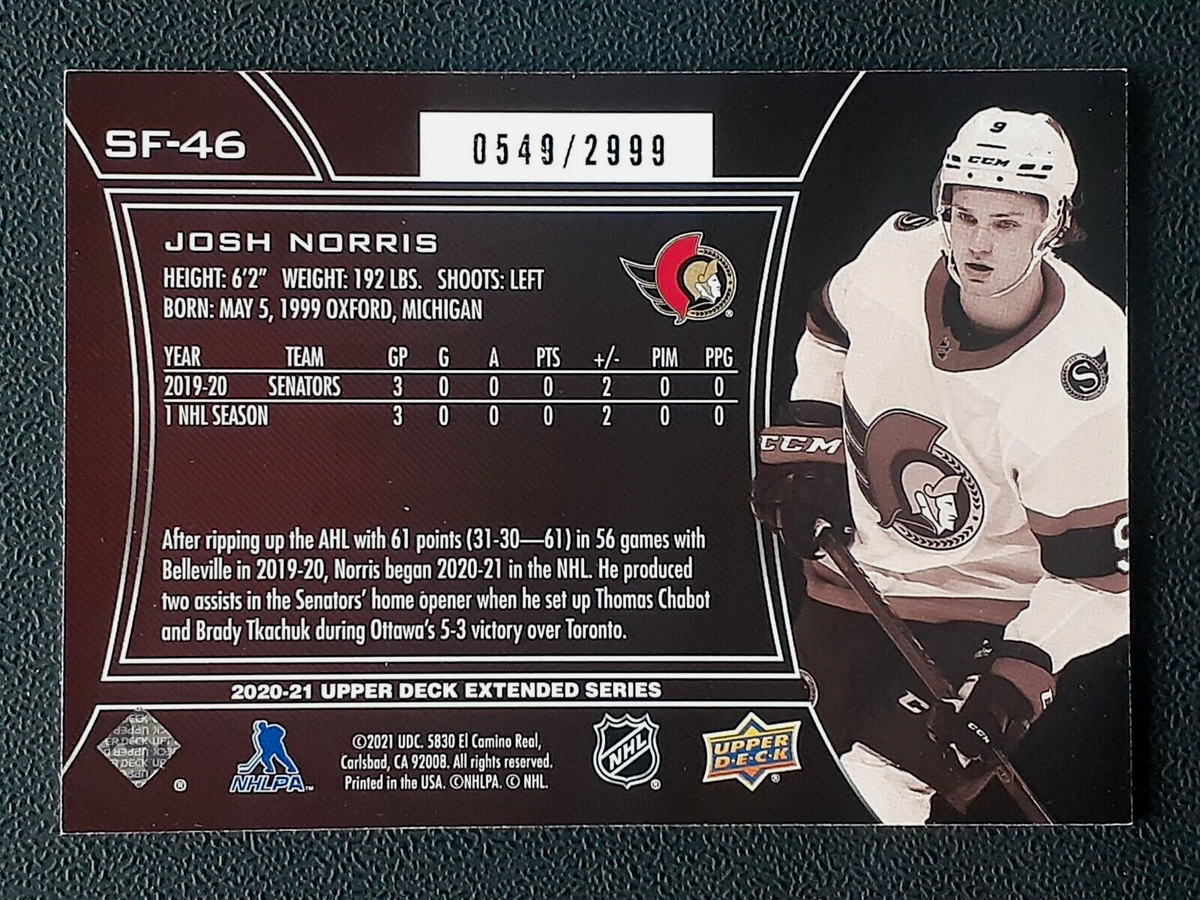 JOSH NORRIS 2020-21 UPPER DECK SPX FINITE 20-21 NO SF-46 #0549