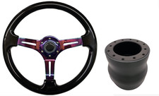 Schwarz Neo Chrom TS Lenkrad + Boss Kit f&uuml;r Ford Maverick 004