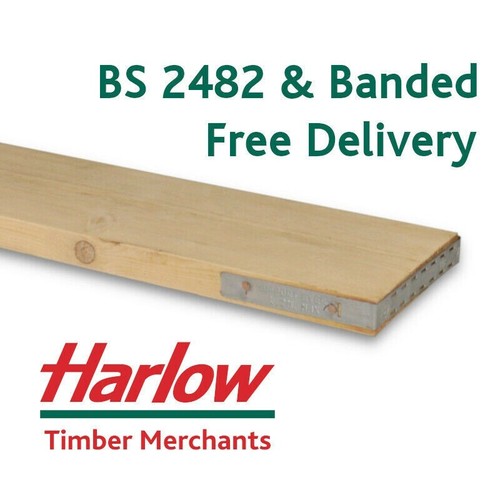 Scaffold Boards New Timber Banded BS 2482 38 x 225 mm 13 ft 3.9 m Plank