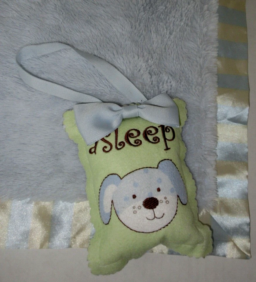 Cocalo Baby безопасности одеяло синий желтый полоски атласный плюшевый + щенок двери вешалка - Изображение 4 из 4