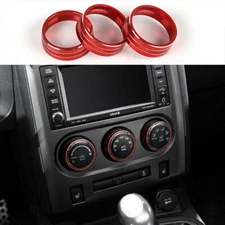 3PCS Air Conditioner Switch Knob Trim Ring Red For Dodge Challenger 2009-2014 M
