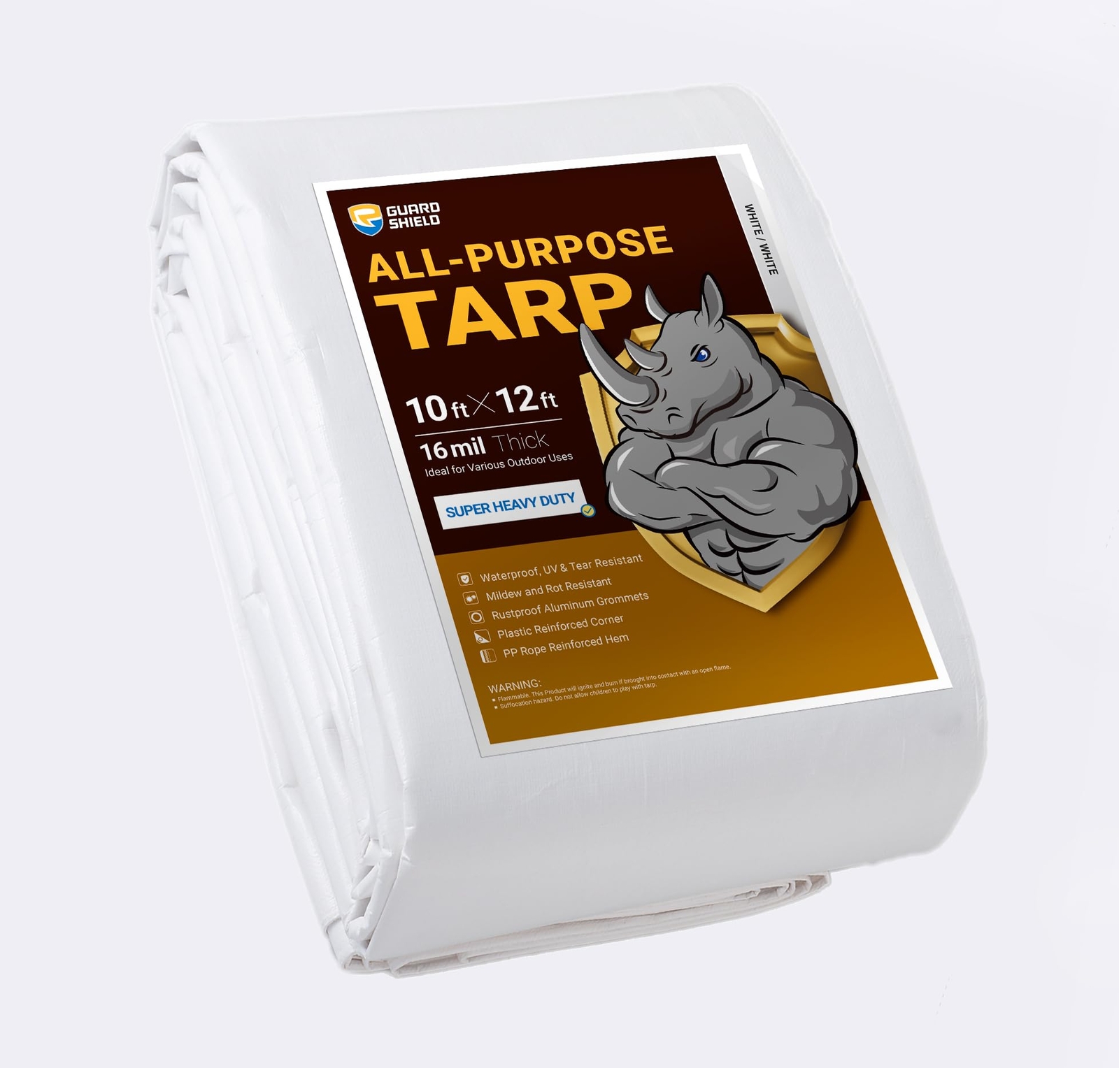 Super Heavy Duty White Ploy Tarp Cover 10x12 Feet Waterproof Tarps16mil Thick...