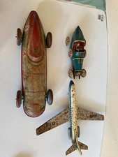 Lot de 3 jouets en tôle - 1 avion AIR FRANCE Caravelle et 2 voitures