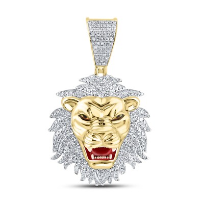 10K GELBGOLD NATÜRLICHER DIAMANT 0,59 CTW LÖWE CHARM; Herren