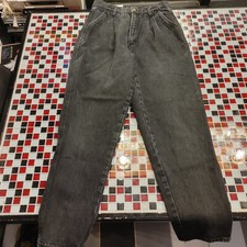 Vtg 80s 90s JEANS Black Bill Blass High Rise MOM Waisted Tapered Leg 12 M: 28x28