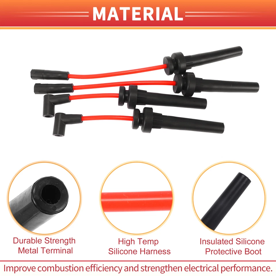 Paquete de 4 cables de bobina de encendido para Chrysler PT Cruiser 03-07 L4 Foto 4 de 4