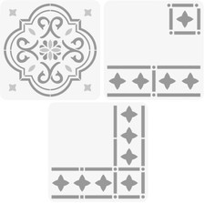 3pc Clear Plastic Stencil Set - each 6"x6"- Tile, Border Corner SD299