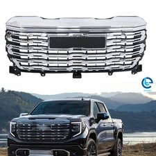 W/Camera Hole Front Upper Grille Chrome For 22-24 GMC Sierra 1500 Denali Plastic