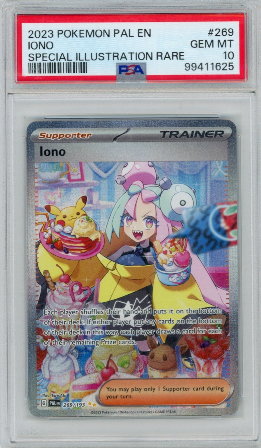 2023 Pokemon Paldea Evolved Iono 269/193 Special Illustration Rare PSA 10