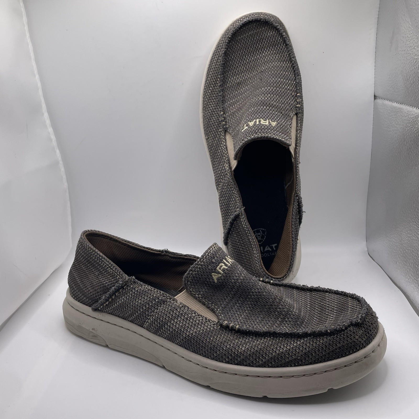 Ariat Heather Brown Hilo 360 Canvas Slip-On Casual Shoe Men's Size 10.5 Moc Toe