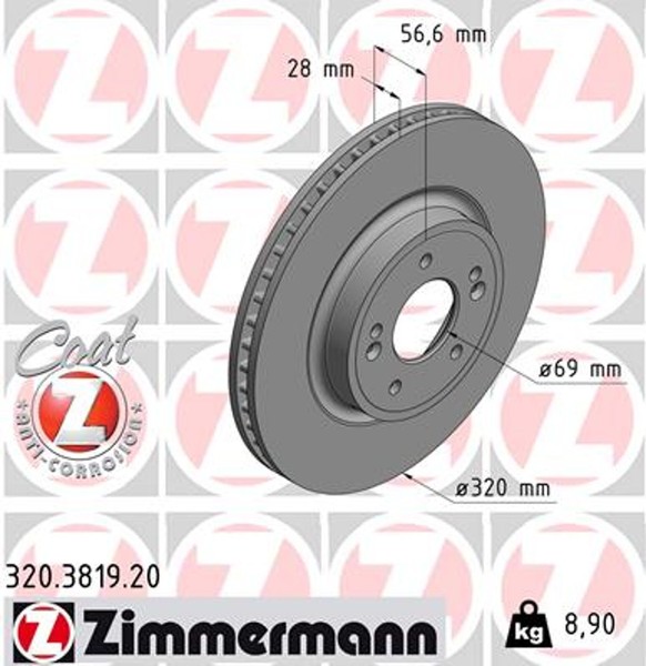 2X Bremsscheibe Coat Z Zimmermann 320.3819.20 FüR Kia Stinger Hatchback Van Ck-image